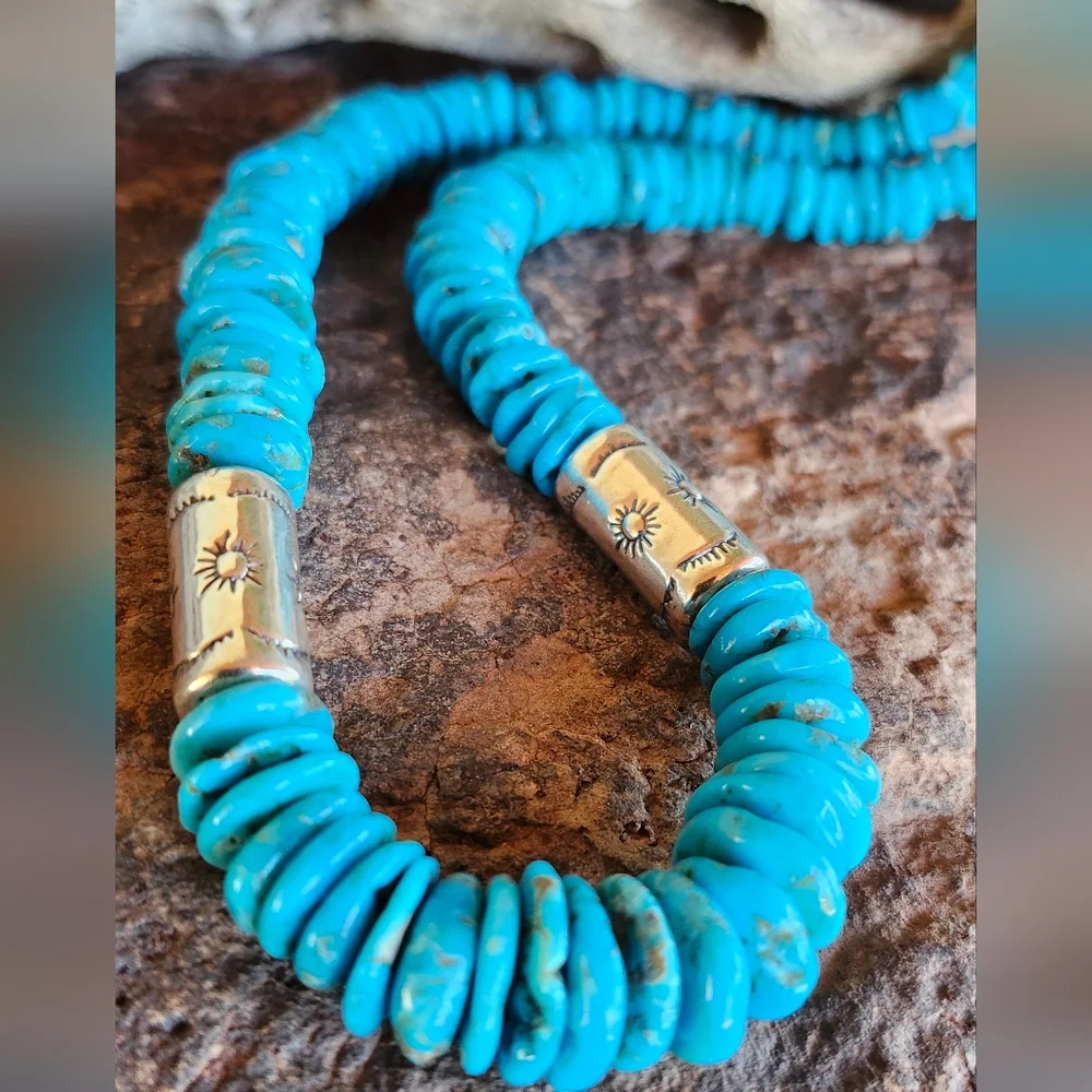 Sterling Silver Genuine Turquoise Necklace - Picture 16 of 17